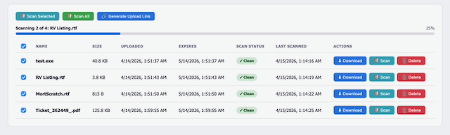 Send2Pro Batch Scan Progress