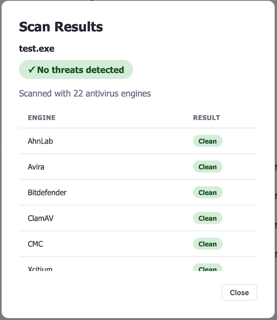 Send2Pro Scan Results Modal