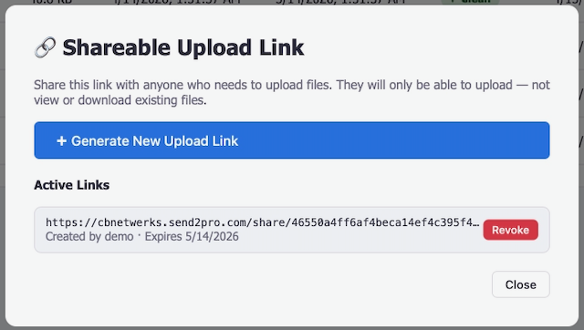 Send2Pro Share Link Modal